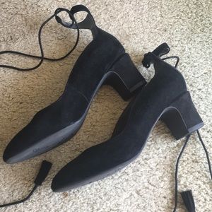 Seychelles Black swede heels with ankle tie